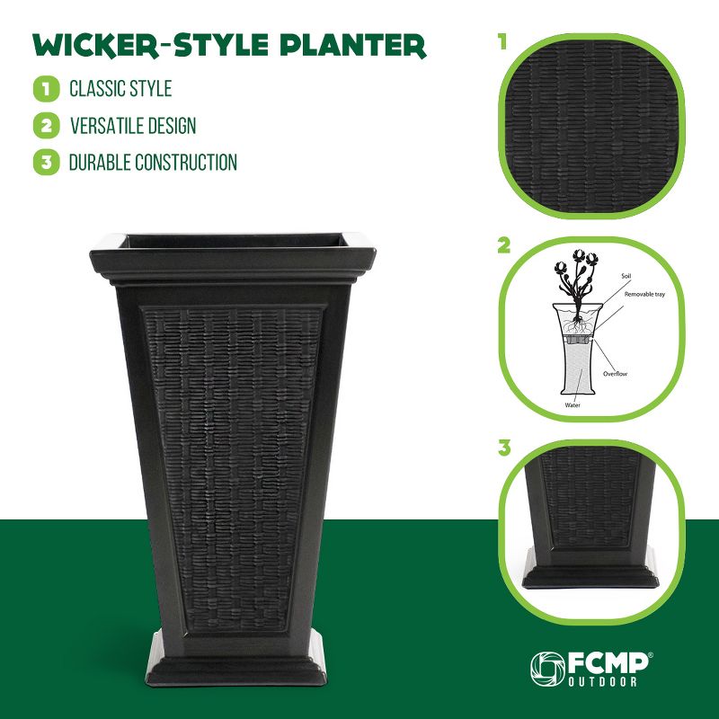 FCMP Outdoor Resin 24" Tall Indoor/Outdoor Self-Watering Pedestal Taper Planter for Potted Plants & Flowers, 4 of 7