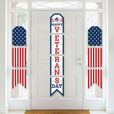 Big Dot of Happiness Happy Veterans Day - Hanging Vertical Paper Door Banners - Patriotic Wall Decoration Kit - Indoor Door Decor