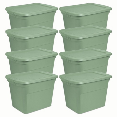 Sterilite 18 Gal Storage Tote, Stackable Bin With Lid, Plastic Container To  Organize Clothes In Closet, Basement, Crisp Green Base And Lid, 8-pack :  Target