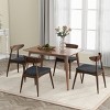 Coolbibila Casual Kitchen Dining Chairs Set Of 2,Fabric Upholstered Seat And Wood Frame Round Legs, Armless Curved Back Dining Chair - 2 of 4