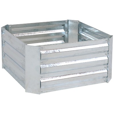 Sunnydaze Corrugated Galvanized Steel Raised Garden Bed for Plants, Vegetables, and Flowers - 24" Square x 12" H - Silver