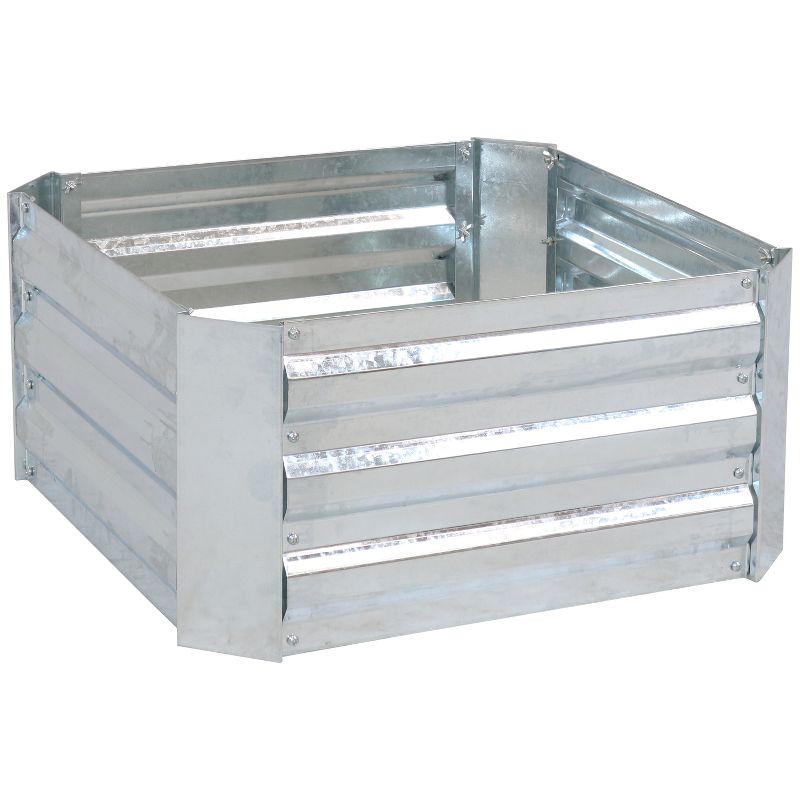 Sunnydaze Corrugated Galvanized Steel Raised Garden Bed for Plants, Vegetables, and Flowers - 24" Square x 11.75" H, 1 of 10