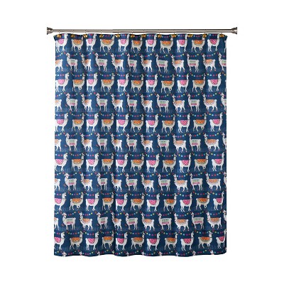 Alotta Llamas Fabric Shower Curtain Blue - SKL Home