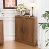 36 in. Tall Wood Grain Corner Storage Cabinet in Natural Wood Color, Storage Organizer with Adjustable Shelves for Bedroom Living/Dinning Room - 2 of 4