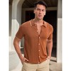 INSPIRE CHIC Men's Button Down Short Sleeve Lightweight Casual Summer Vintage Knit Polo Shirts - 2 of 4