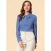 INSPIRE CHIC Women's Bow Tie Neck Elegant Long Sleeve Solid Work Office Blouse - 3 of 4
