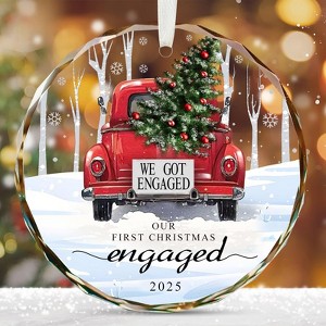Engagement Gifts for Couples 2025, Our First Christmas Engaged Ornament Crystal Glass Keepsake - 1 of 4