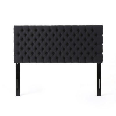 Dark Charcoal Tufted Upholstered Full/Queen Headboard with Iron Legs