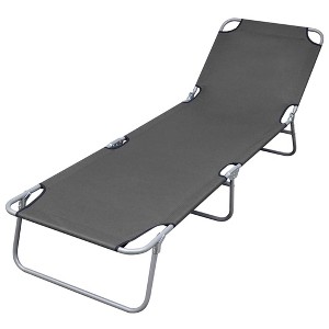 vidaXL Sunlounger Grey Powder-coated steel 74.4 x 22.8 x 10.6 in - 1 of 4