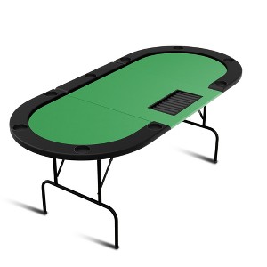 Poker Game Table - 1 Iron Leg, 9 Hole Ring Design, Durable Build, Smooth Playing Surface, Perfect for Poker Games - 1 of 4
