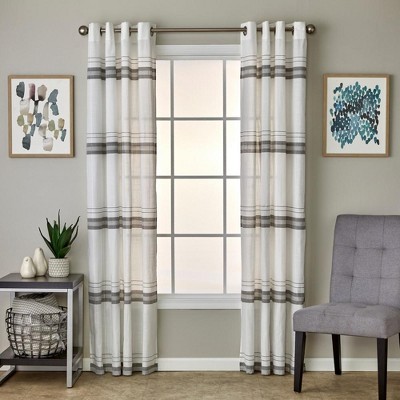 Modern White and Gray Stripe Polyester Window Panels, 104" x 84"