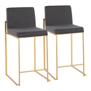 Contemporary High Back Counter Stool with Padded Seat and Backrest (Set of 2) for Kitchen, Counter, or Dining Area - 1 of 4
