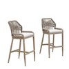 PURPLE LEAF Patio Sunbrella Bar Stools Set of 2 Handwoven Wicker Bar Height Stool Modern Aluminum Outdoor Wicker Barstools with Back and Cushion - 2 of 4