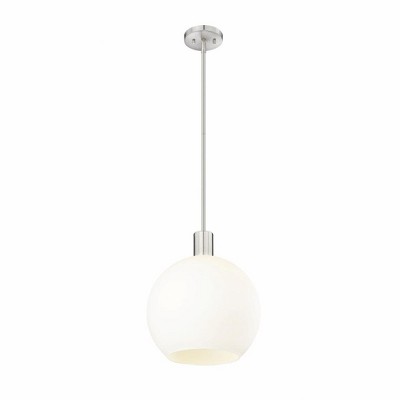 Brushed Nickel Globe Pendant with White Glass Shade