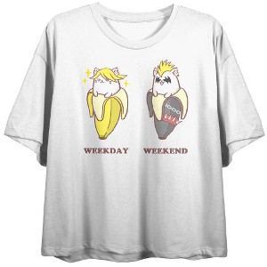 Bananya Metal Banyanya Weekday Weekend Juniors White Crop T-shirt - 1 of 2