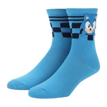Sonic The Hedgehog 3D Character Face Women's Blue Casual Crew Socks