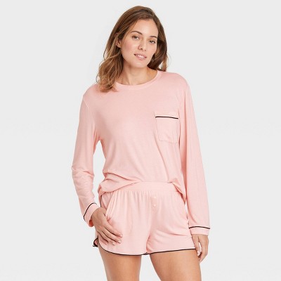 Image of Women's Beauitfully Soft Long Sleeve Top and Shorts Pajama Set - Stars Above™ Rose Pink M