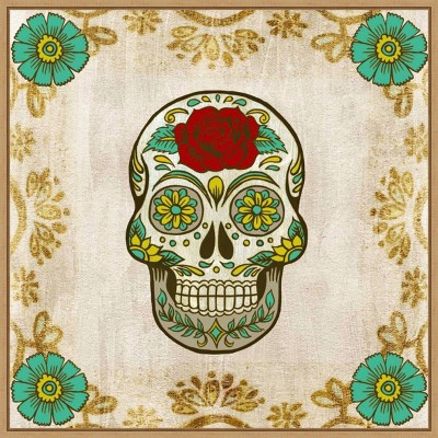 22" x 22" Day of the Dead III by Grace Popp Framed Wall Canvas - Amanti Art