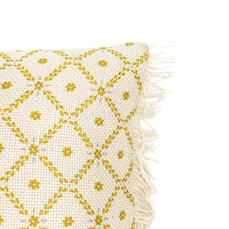 Geometric Floral Outdoor Pillow Mustard Polyester With Polyester Fill by Foreside Home & Garden, 4 of 8