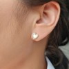 Adornia 14k Gold Plated Mother of Pearl Mini Halo CZ Heart Studs - 2 of 4