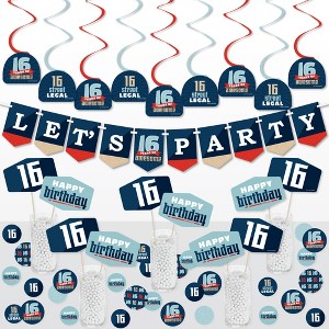 Big Dot of Happiness Boy 16th Birthday - Sweet Sixteen Birthday Party Supplies Decoration Kit - Decor Galore Party Pack - 51 Pieces - 1 of 4