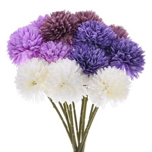 Unique Bargains Artificial Chrysanthemum Ball Flowers Real Touch 11 Inch 12 Pcs - 1 of 4