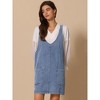 INSPIRE CHIC Women's Sleeveless Casual Denim Adjustable Strap V Neck Front Pockets Overall Mini Dress - 3 of 4