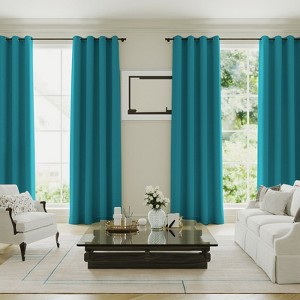 Blackout Curtains Thermal Insulated Heat and Full Light Blocking Curtains for Living Room with Black Liner 2 Panels Set - 1 of 4