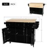 Grungis Kitchen Island Cart with Rubber Wood Drop-Leaf Countertop,Kitchen Island on Wheels with Storage Cabinet & 3 Drawers for Kitchen - 3 of 4