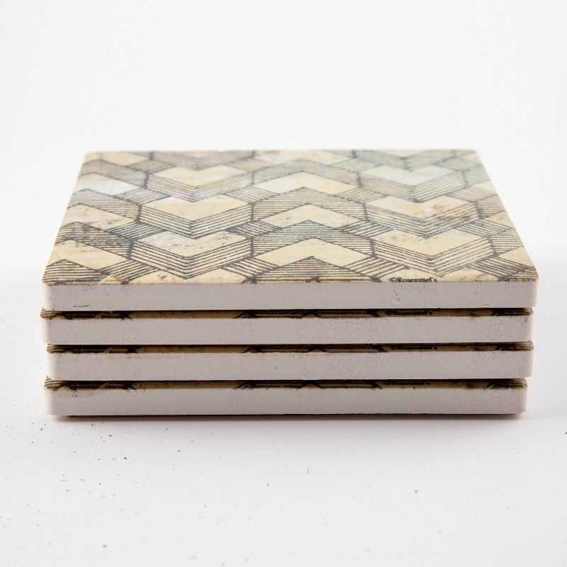 4pk Ceramic Geo Herringbone Print Coasters - Thirstystone, 3 of 7