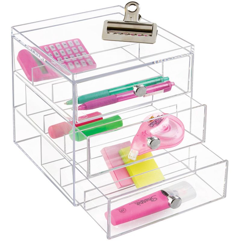 iDESIGN Plastic Slim 3-Drawer Desk Organization Set Clear, 4 of 6