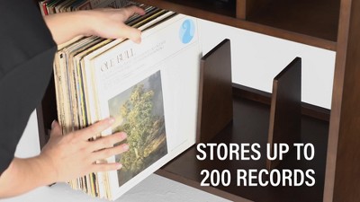 Portland Dark Brown MDF Turntable Stand with Cabinet