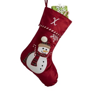 Personalization Mall Candy Cane Snowman Embroidered Christmas Stockings - 1 of 3