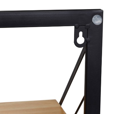 Black and Maple Wall-Mounted Folding Drying Rack with Shelf