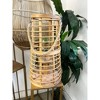 Essential Decor & Beyond 16.9" Natural Bamboo Glass Candle Holder Tabletop Lantern With Rope Handle - 3 of 4