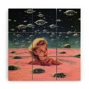 Samantha Hearn Pink Pool Vintage Collage Art Wood Wall Mural - society6 - 1 of 2