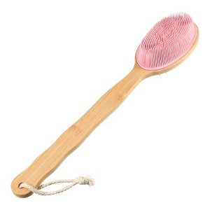Unique Bargains Double Side Long Handle Bath Brush 4.13"x2.36" 1 Pc - 1 of 4