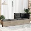 vidaXL Patio Sofa Set with Cushions Lounge Stools 2 Piece Poly Rattan Acacia - Gray - 3 of 4