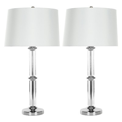 (Set of 2) 28.5" Vendome Crystal Table Lamp Clear (Includes CFL Light Bulb) - Safavieh