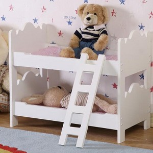 Angel Sar Doll Bunk Bed with Ladder, Wooden Play Bed for 18" Dolls, Pink & White Dollhouse Furniture with Easy Assembly - 1 of 4