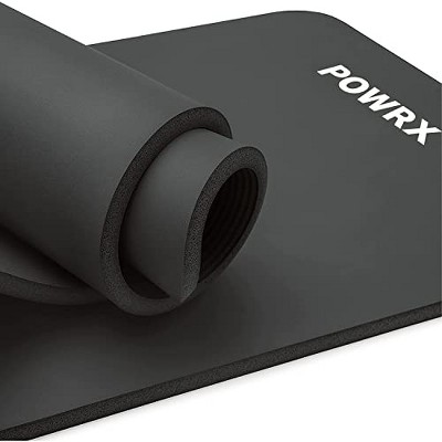 POWRX Yoga Mat Non-slip, Anti-tear, Extra Thick Exercise Mat, Black