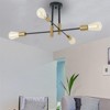 YIYIBYUS 4-Light Modern Industrial Black and Gold Sputnik Chandelier without Shade - 3 of 4