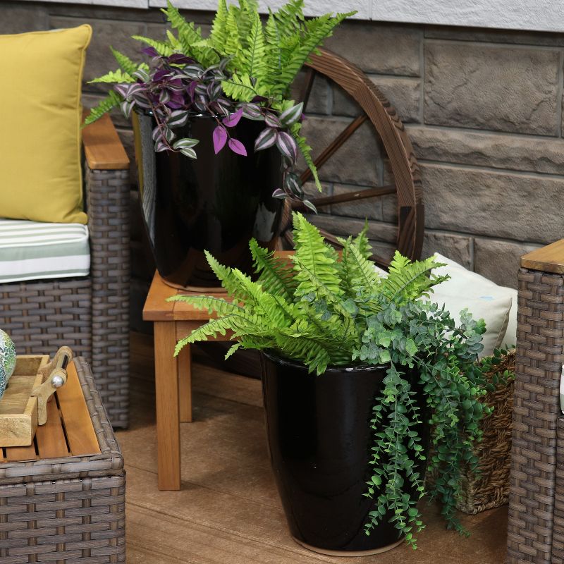 Sunnydaze Indoor/Outdoor Captivating Vista Decorative Glazed Ceramic Planters for Greenery or Flowers - 11.5", 3 of 13