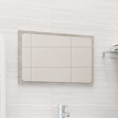 vidaXL Engineered Wood Bathroom Mirror, Contemporary Design, Easy-to-Clean, Concrete Gray, Assembly Required, 23.6"x0.6"x14.6" Dimension