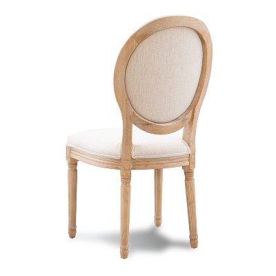 Set of 2 Light Brown Linen Upholstered Wood Side Chairs