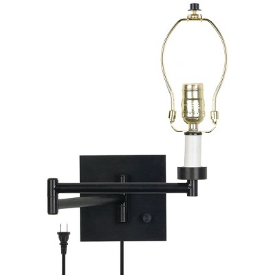 Barnes and Ivy Modern Swing Arm Wall Lamp Base Espresso Plug-In Light Fixture for Bedroom Bedside Living Room Reading