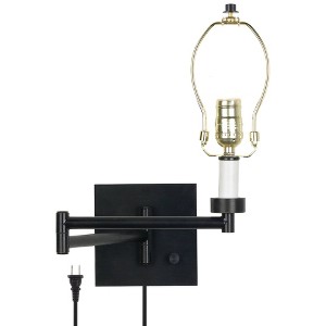 Franklin Iron Works Modern Swing Arm Wall Lamp Base Espresso Plug-In Light Fixture for Bedroom Bedside Living Room Reading - 1 of 3