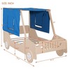 Full/Twin Size Car-Shaped Bed Wood Bed Frame with Tents, Ceiling Cloth and Wheels, 400LBS Weight Capacity for Kids Boys Girls Teens Bedroom - 2 of 4