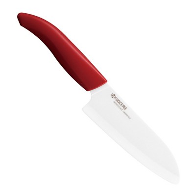 Kyocera Revolution Ceramic 5.5 Inch Santoku Knife with Red Handle