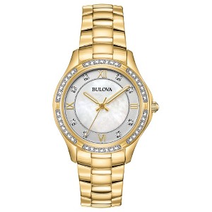Bulova Ladies' Crystal 3-Hand Quartz, Mother-of-Pearl Dial, 32mm - 1 of 4